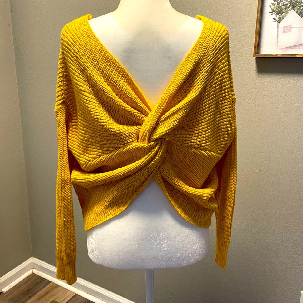 Pink lily mustard sweater